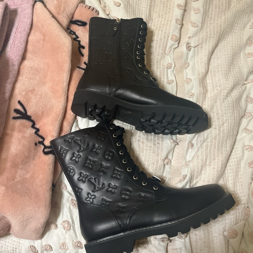 Louis Vuitton Monogram Combat Boots in Black